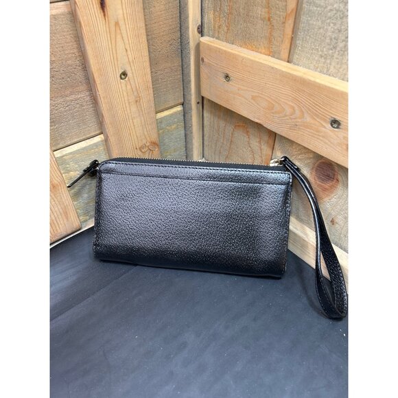 KATE SPADE NEW YORK Black Leather Zip Around Wristlet Wallet With Gold Hardware - Picture 4 of 10